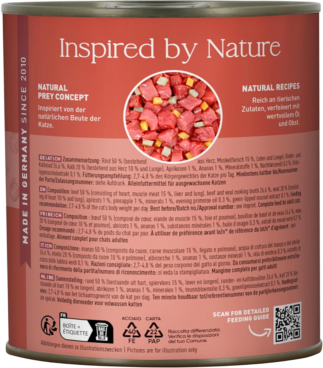 catz finefood N° 7 Rind & Kalb Feinkost Katzenfutter nass, verfeinert mit Aprikose & Ananas, 6 x 800
