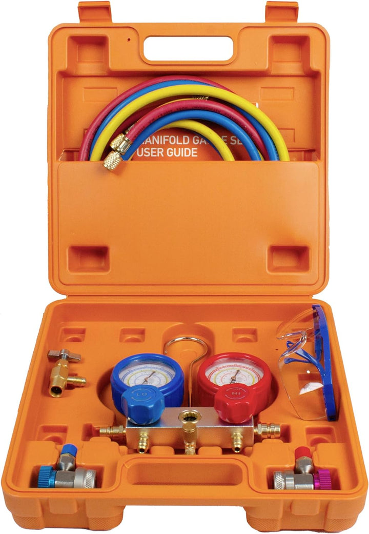 BACOENG Klimaanlage Split Monteurhilfe Kfz R134A R410A R407C R22 mit Schlauchset Schnellkupplung Man