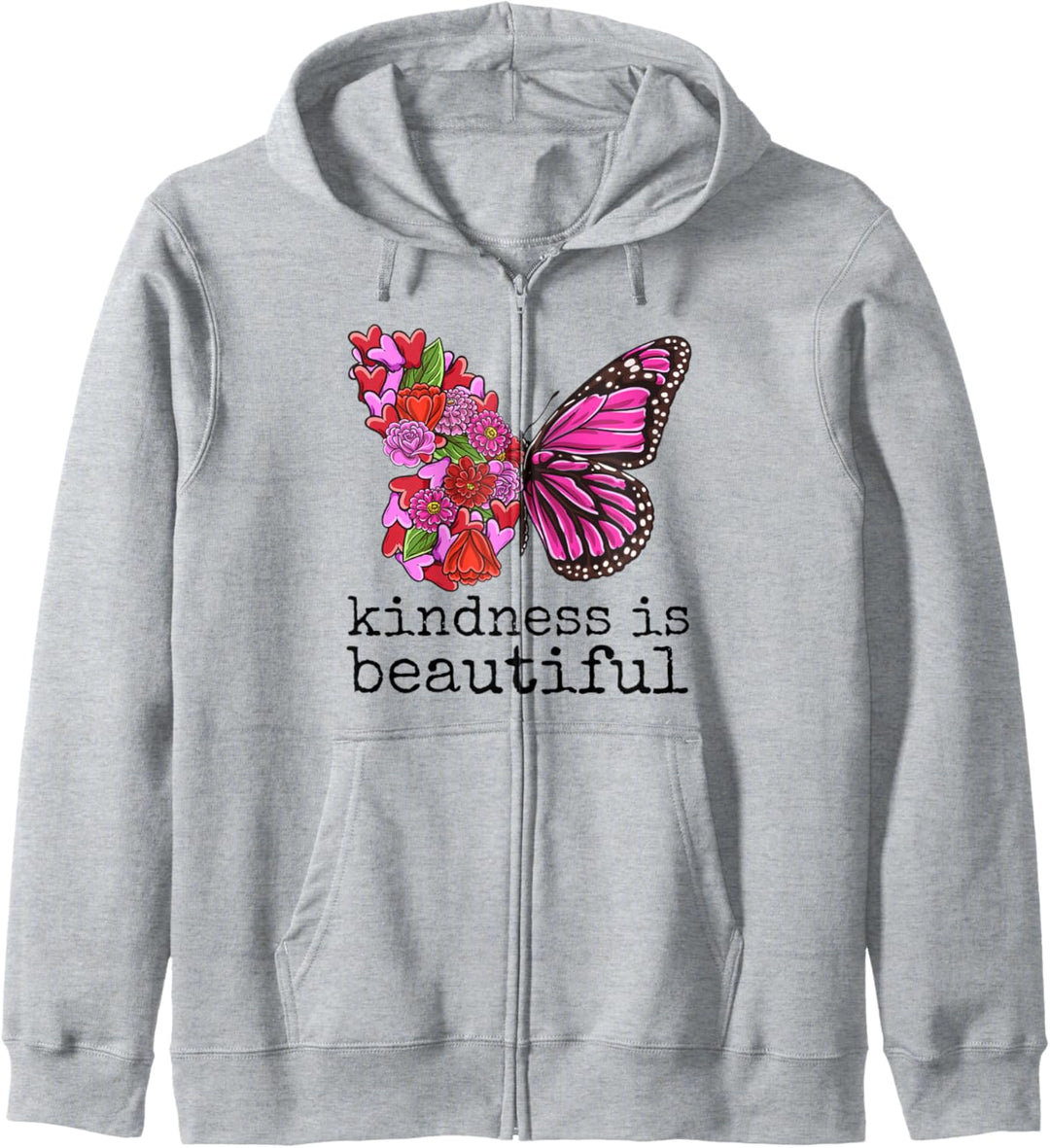 Kindness is Beautiful butterfly and flowers graphic Kapuzenjacke