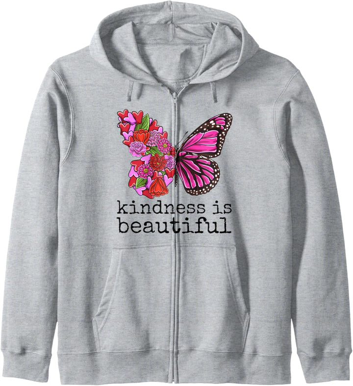 Kindness is Beautiful butterfly and flowers graphic Kapuzenjacke