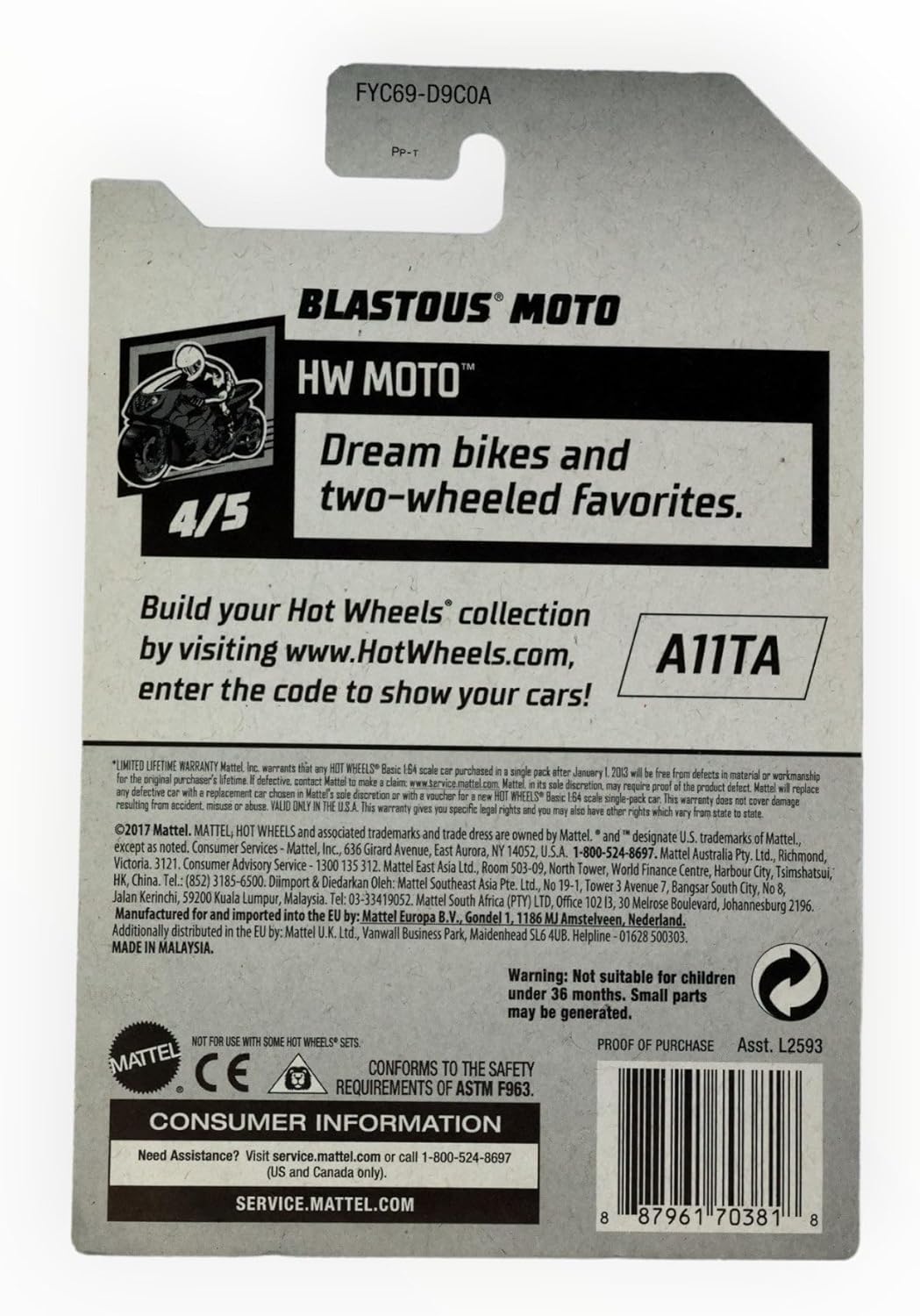Hot Wheels 2019 HW Moto Blastous Moto (Motorcycle) 10/250 Blue