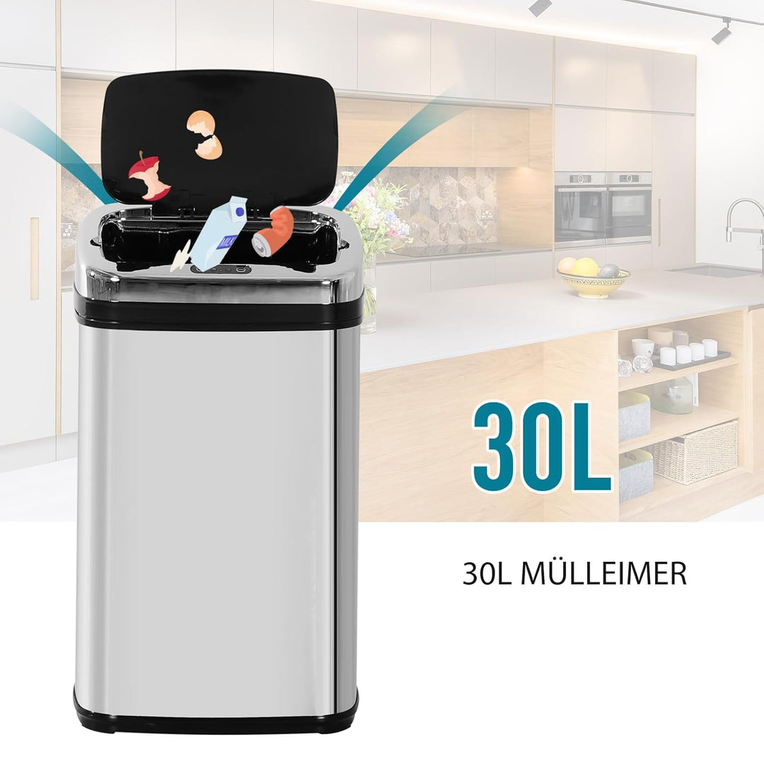 Homcom® Edelstahl Automatik Sensor Mülleimer Abfalleimer IR Sensor mit/ohne Inneneimer rund vierecki