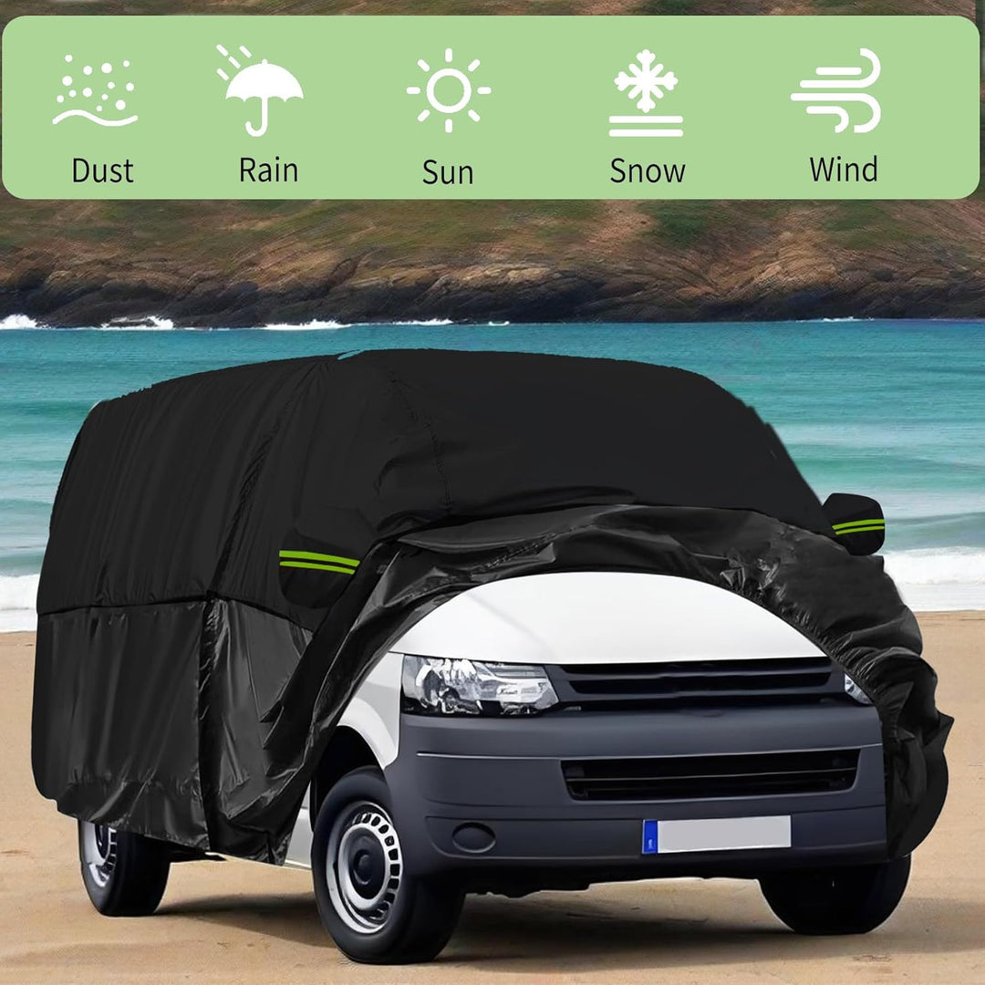 Autoabdeckung Vollgarage für VW T5 T6 SWB, Autoplane Ganzgarage mit Seitentür-Reissverschluss, Atmun