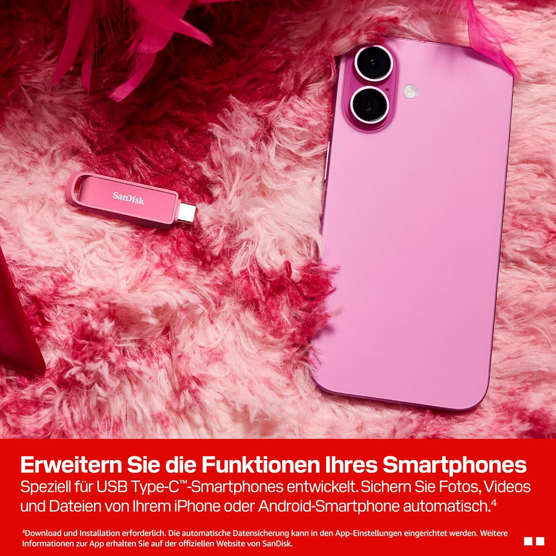 SanDisk Phone Drive mit USB Type-C 256 GB (Flash-Laufwerk für Smartphones, Tablets und Computer, 150