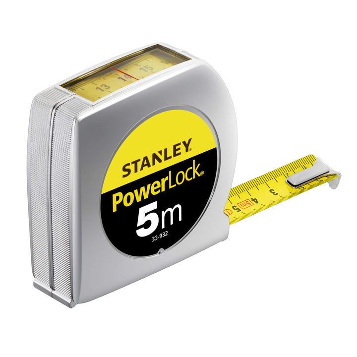 STANLEY Massband Powerlock Bandmass 0-33-932 (Massband 5m Länge mit Sichtfenster, extra starkes Band