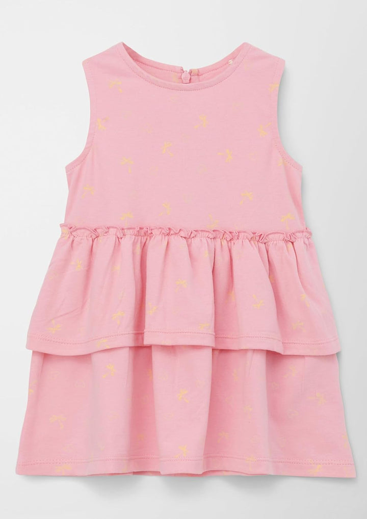 s.Oliver Baby-Mädchen Stufenkleid mit Volants und Print 62 Rosa 43a1, 62 Rosa 43a1