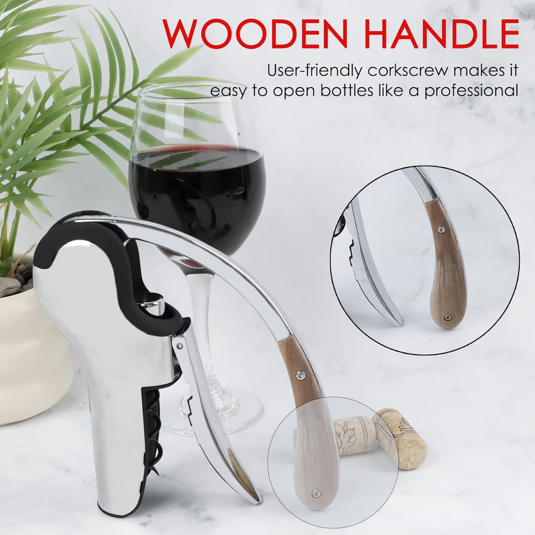 KAYCROWN Weinflaschenöffner aus Edelstahl, vertikaler Hebel-Korkenzieher mit integriertem Folienschn