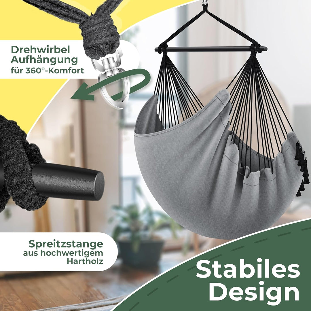 KESSER® Hängesessel Safari XXL Hängestuhl für Erwachsene & Kinder Hängematte bis 150 kg Hängesitz Au
