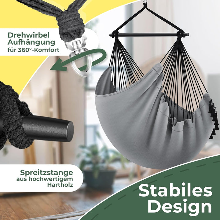 KESSER® Hängesessel Safari XXL Hängestuhl für Erwachsene & Kinder Hängematte bis 150 kg Hängesitz Au