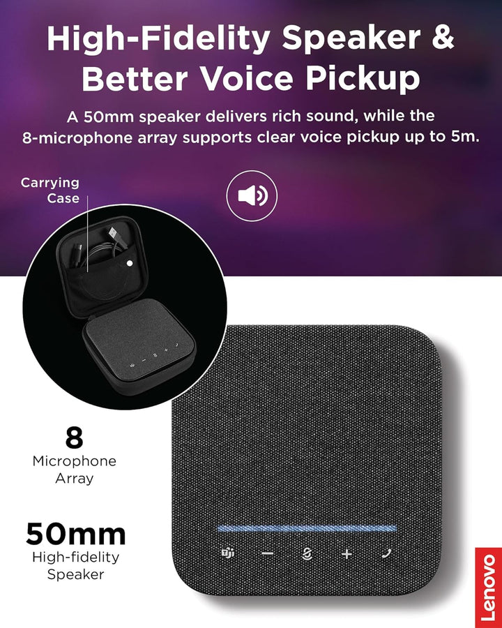 Lenovo Wireless Speakerphone 6000, Kabellos, Bluetooth 5.3, 8 Beamforming-Mikrofone, KI-Geräuschunte