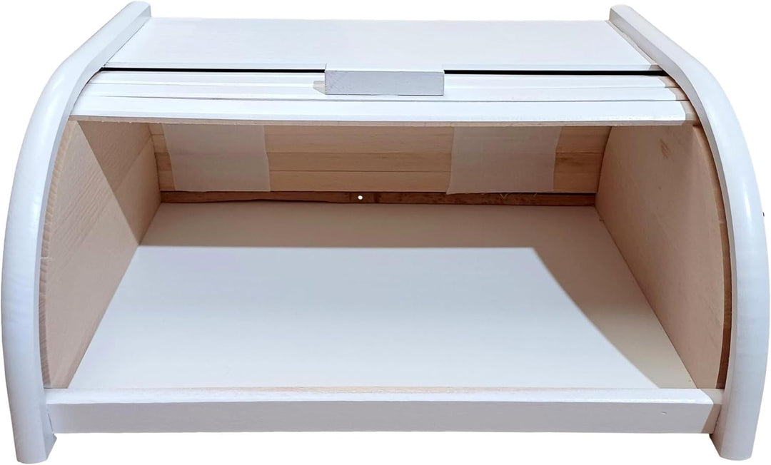 Brot-Box aus Holz, aufrollbar oder herunterklappbar, verschiedene Versionen erhältlich, holz, weiss,