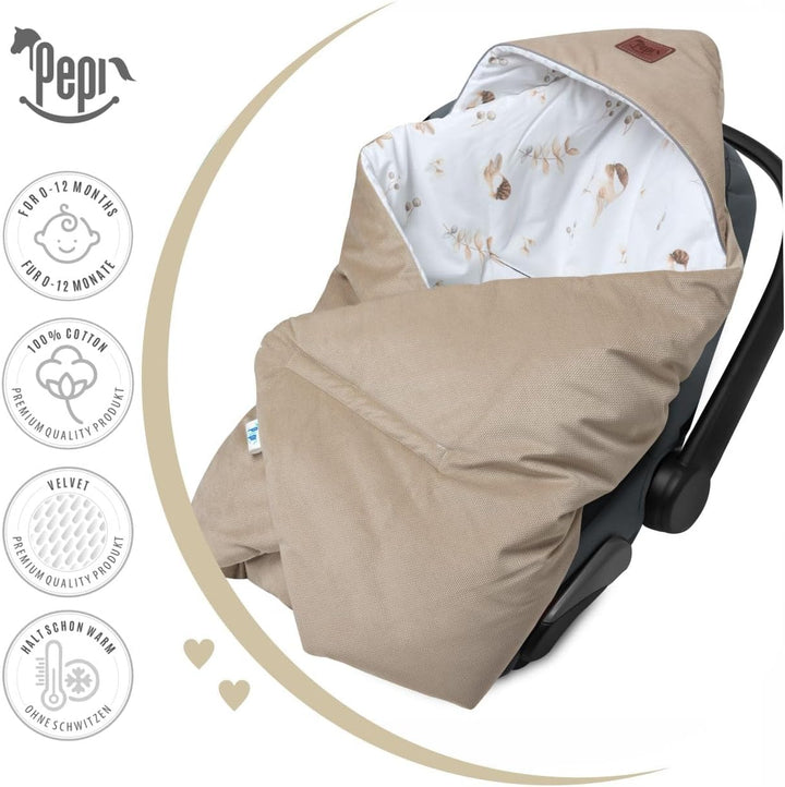 Pepi - Einschlagdecke Babyschale - 90x90 cm - Kinderwagen Decke - Babyschale Decke - Baumwolle Babyd