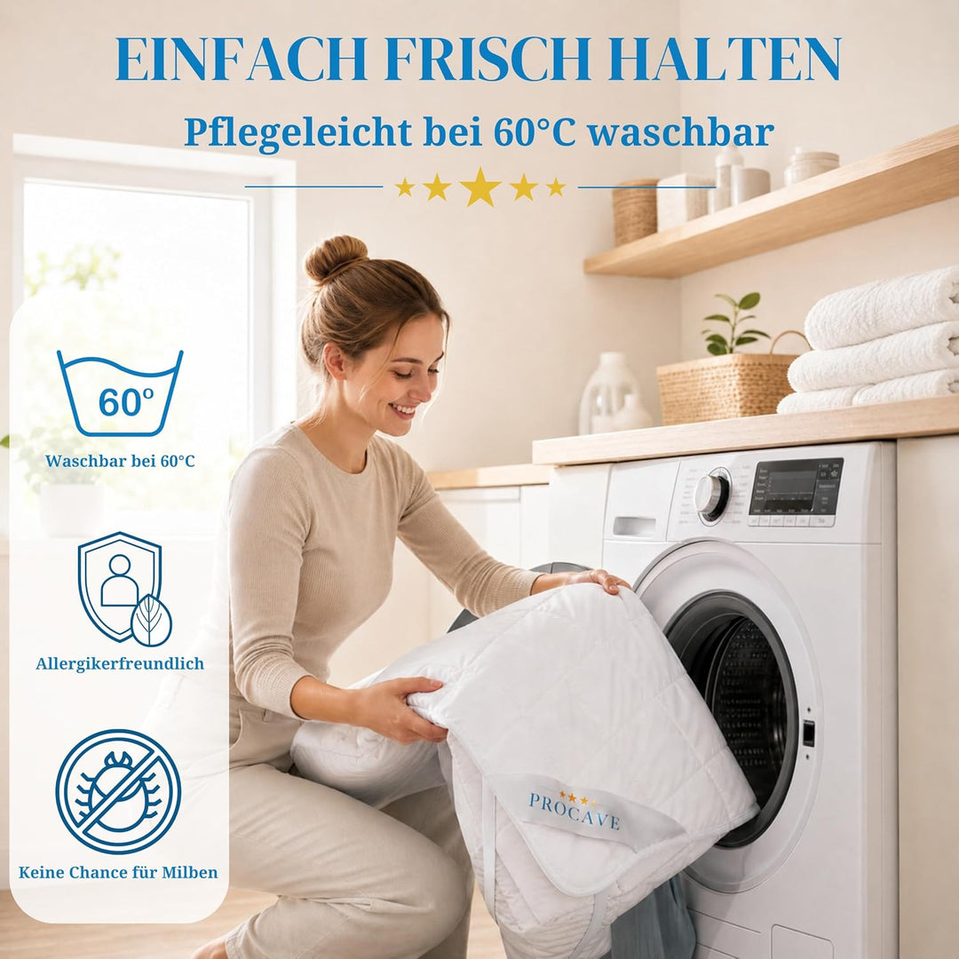 PROCAVE weiches Unterbett aus 100% Baumwolle, atmungsaktiver Matratzen-Schoner, hochwertige Matratze
