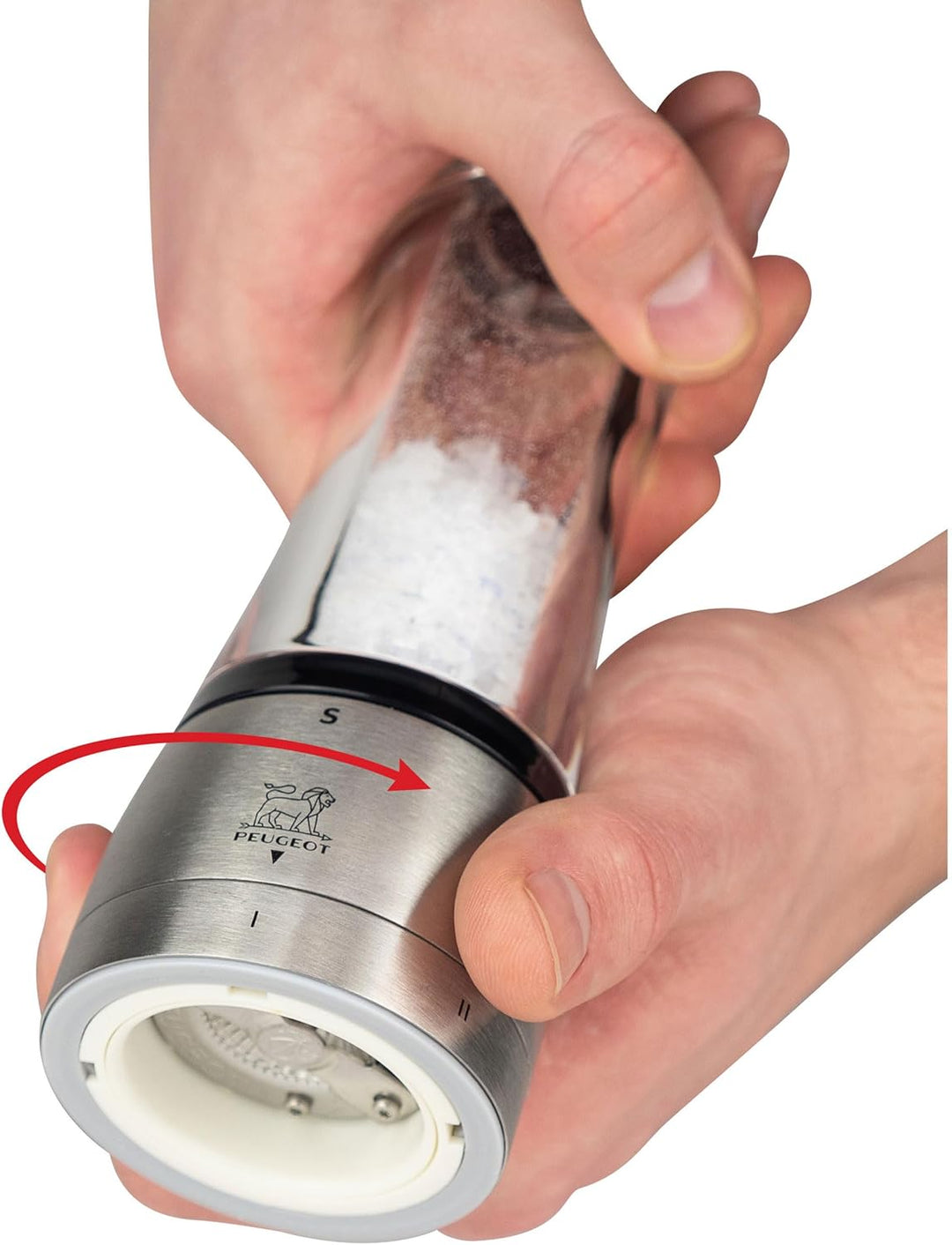 Peugeot Daman Manuelle Salzmühle, Mahlgradeinstellung u'Select, Acryl/Edelstahl, Transparent/Silber,