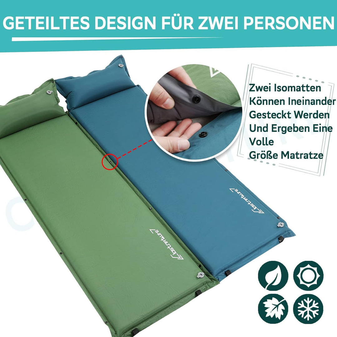 Clostnature Camping Selbstaufblasende Isomatte – 3,8/5/7,6 cm Dick Outdoor Selbstaufblasbare Schlafm