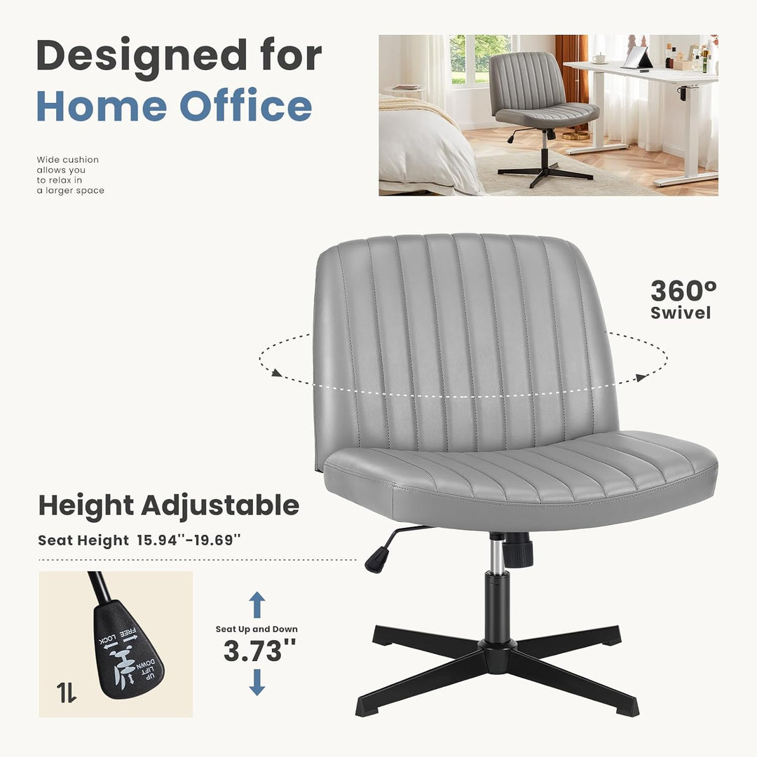 DUMOS Bürostuhl Ohne Armlehne Gehoben und Bequemes PU-Leder Criss Cross Chair mit Verbreitertem Sitz