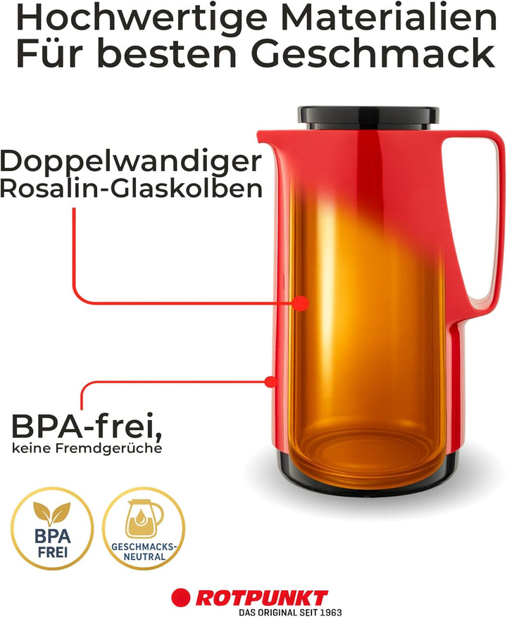 ROTPUNKT Isolierkanne 760 Maxima 1,0 l | Zweifunktions-Drehverschluss | BPA-frei - gesundes Trinken