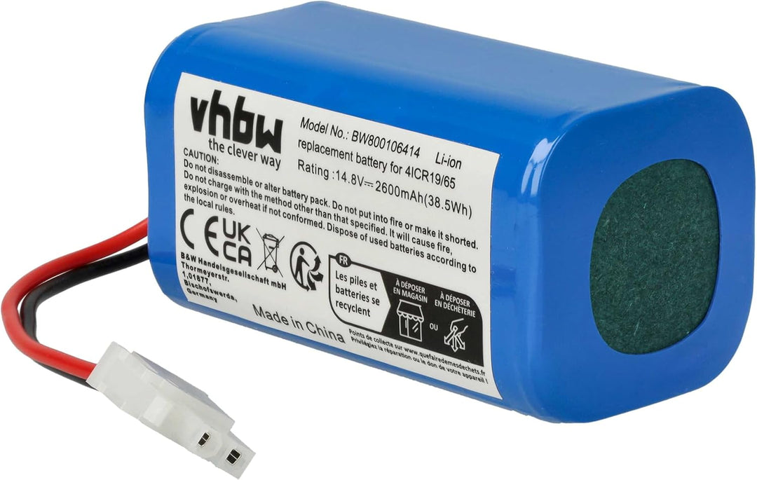 vhbw Akku kompatibel mit Silvercrest SSRA1 Home Cleaner Heimroboter (2600 mAh, 14,8 V, Li-Ion)