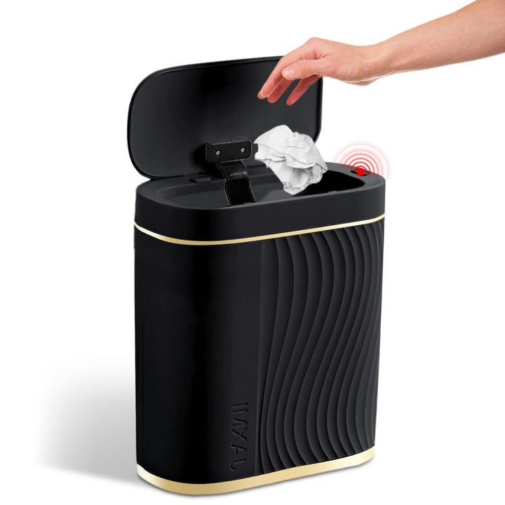 Schwarz 8L Automatischer Mülleimer Elektrisch mit Sensor - Badezimmer Mülleimer, Mülleimer Küche, Ge