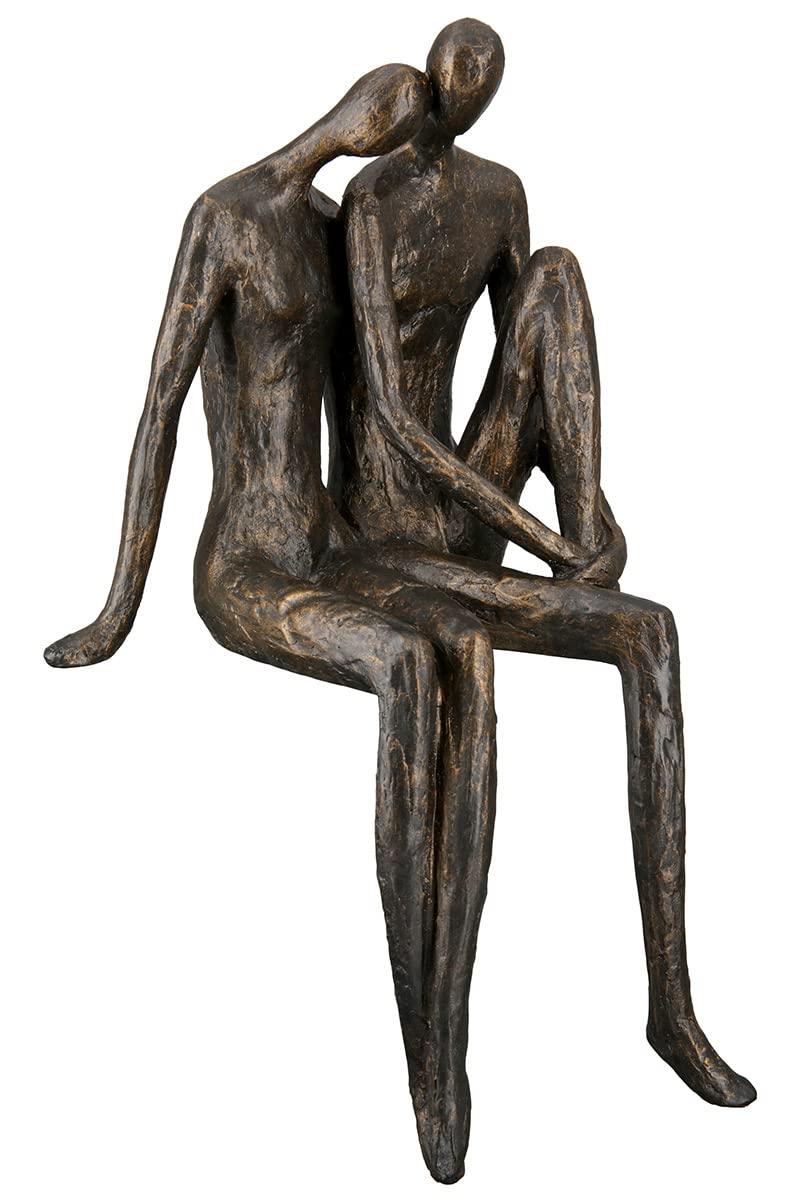 Casablanca Deko Skulptur Kantensitzer Kantenhocker Kunstharz - Liebe Paar - mit Spruchanhänger Gesch