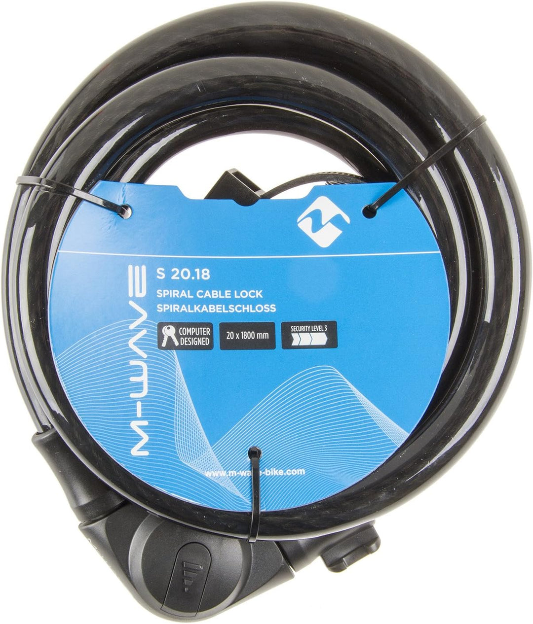 M-Wave S 20.18 Spiralkabelschloss, schwarz, Ø 20 x 1.800 mm