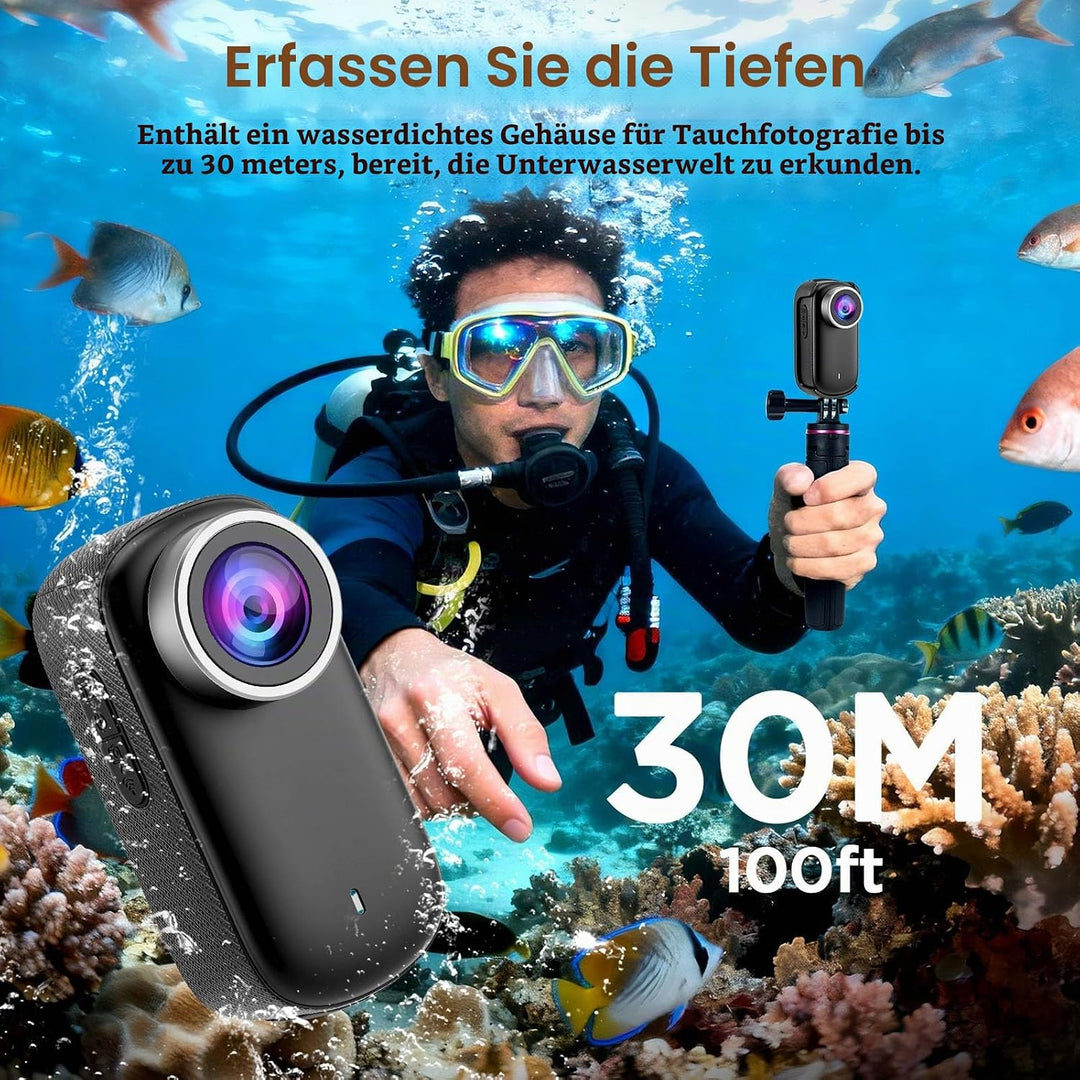 4K Action Kamera, Mini Bodycam mit 180° Drehbarem Bildschirm, Magnetische Freihändig POV Kamera mit