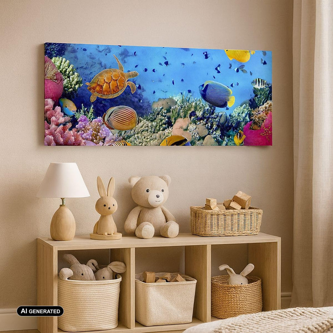 Wandbilder Dekoration Wohnzimmer Korallenriff Panorama Bilder auf Leinwand 120x50cm Leinwandbild mit
