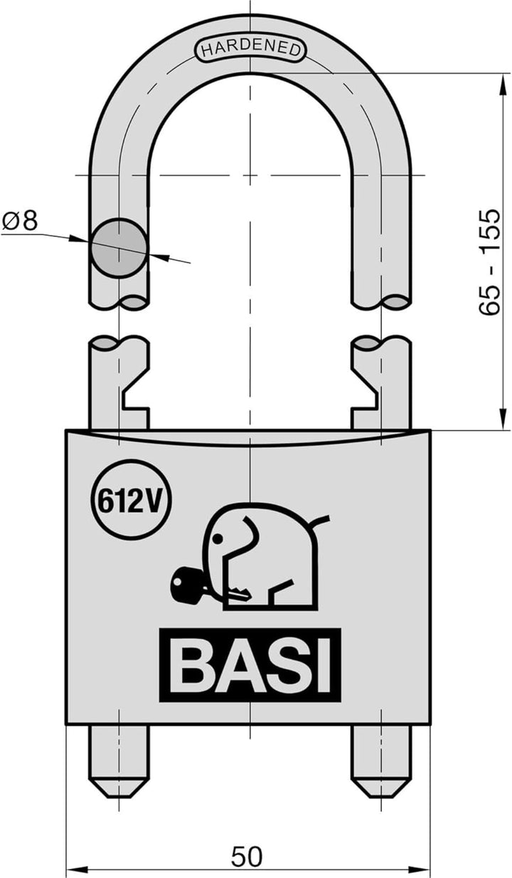 BASI | variables Vorhangschloss aus Messing | extra hoher Bügel | flexibel - verstellbar und abnehmb
