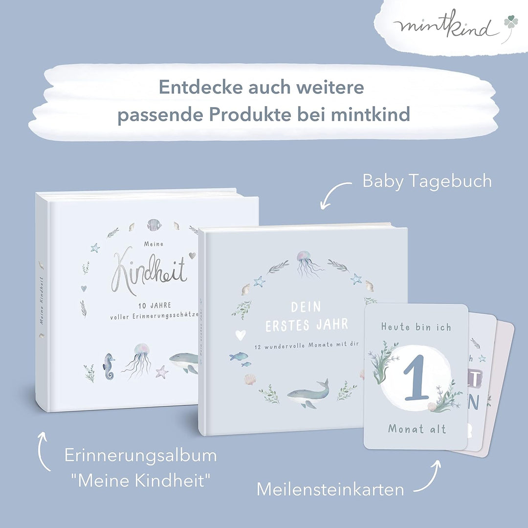mintkind® Gästebuch Meine Taufe Wal I für Junge & Mädchen | Taufbuch, Taufgeschenk, Taufalbum, Erinn