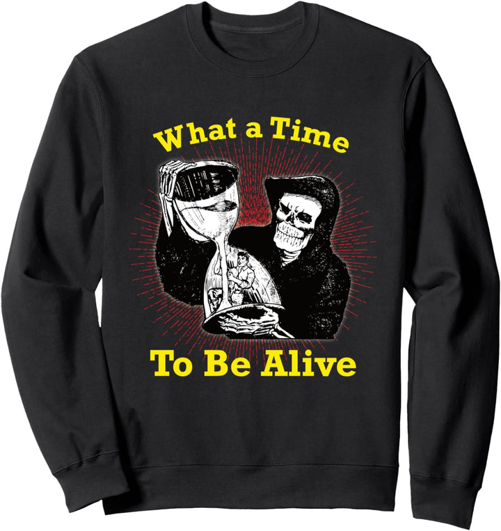 Lustiger Sensenmann Sanduhr Tod Totenkopf Vintage Halloween Sweatshirt