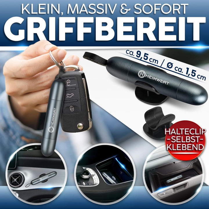 Notfallhammer Gurtschneider - Notfall Hammer mit Testglas zum Üben - Zerstört insbesondere Verbund S
