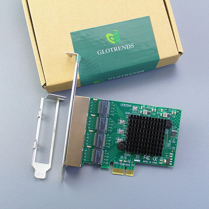 GLOTRENDS LE8204 4-Port Gigabit PCIe Ethernet Netzwerkkarte, 4 x RTL8111H Chip, 4 x RJ45 LAN Port, P