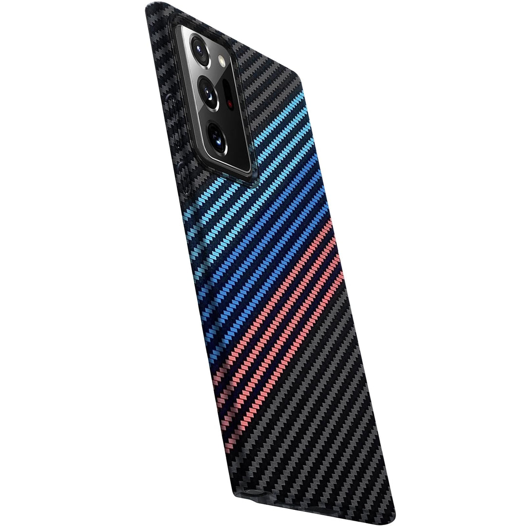 für Samsung Galaxy Note 20 Ultra Hülle Magnetisch mit Panzerglas, Carbonfaser Optik Handyhülle, Stos
