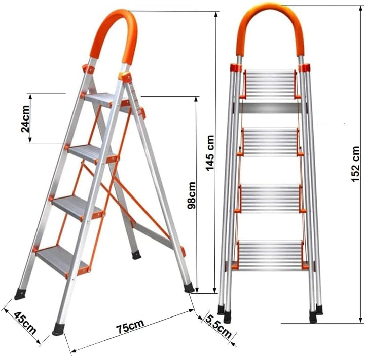 Leiter aus Aluminium, faltbar, 4 Stufen, Haushalts-Treppe