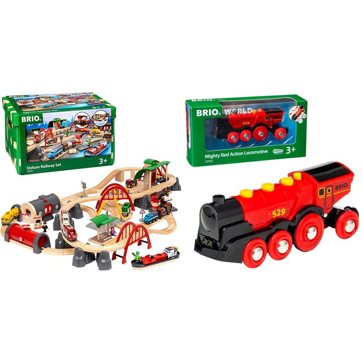 BRIO World 33052 Strassen & Schienen Bahn Set Deluxe – Strassen & Schienen Eisenbahn & World 33592 R