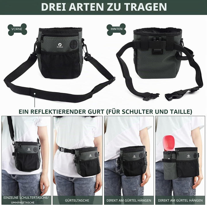 SkyeFang Futterbeutel Hund,2 in 1 Leckerlibeutel für Hunde,mit Wasserflasche Tasche,Abnehmbare Futte