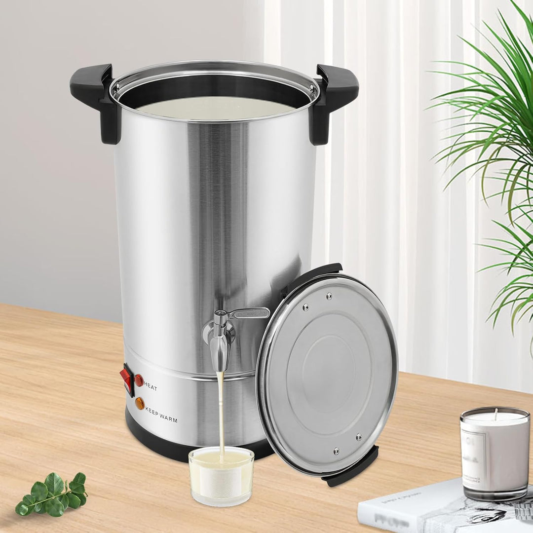 1800W silbernes Wachsschmelzgerät 10L SUS304-Edelstahl 30–110°C für Soja | 1800W Leistung, 10L Volum
