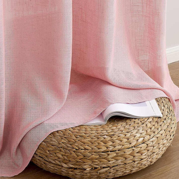 MIULEE Gardinen Vorhänge mit ösen Voile Vorhang Modern Leinenoptik Halbtransparent für Wohnzimmer Kü