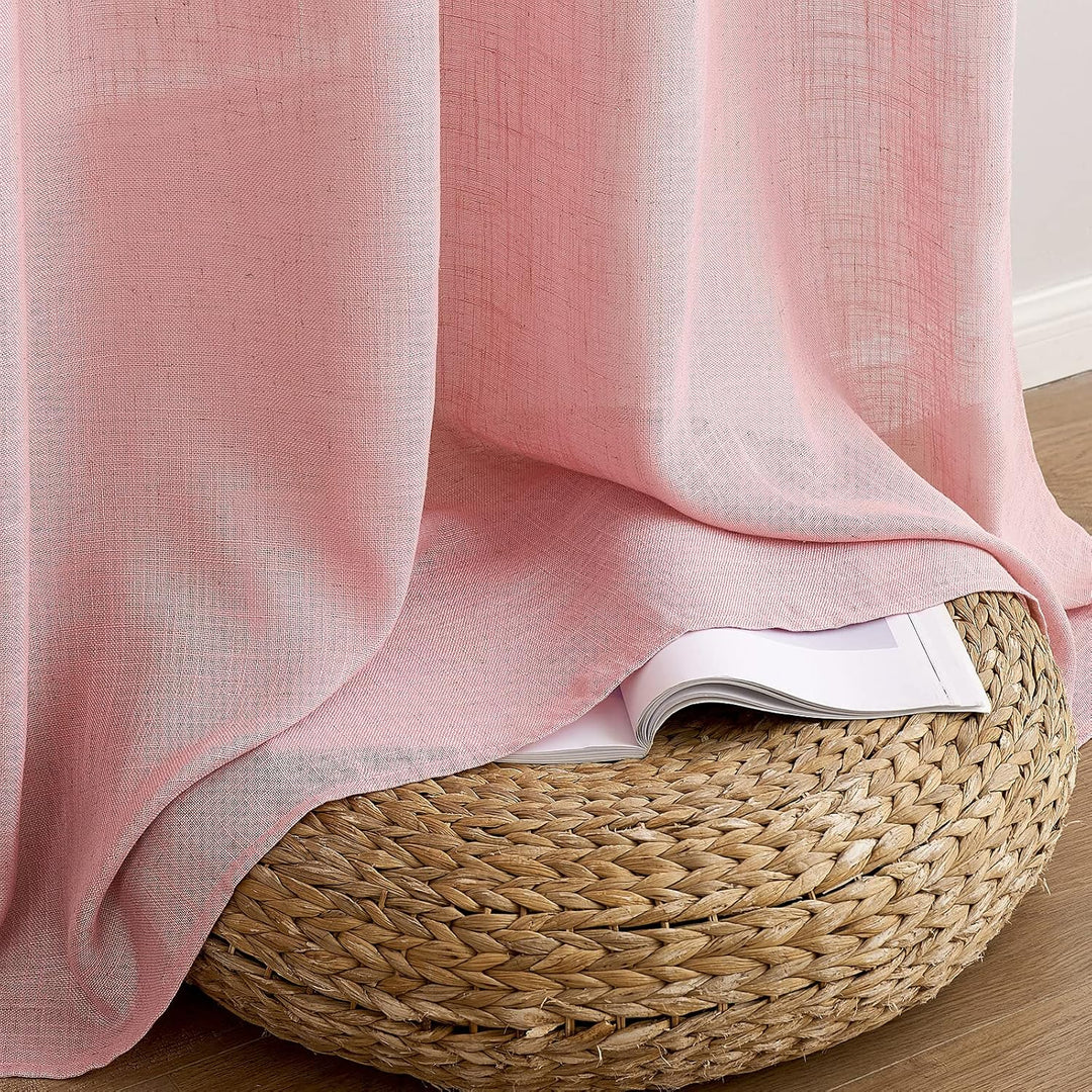 MIULEE Gardinen Vorhänge mit ösen Voile Vorhang Modern Leinenoptik Halbtransparent für Wohnzimmer Kü