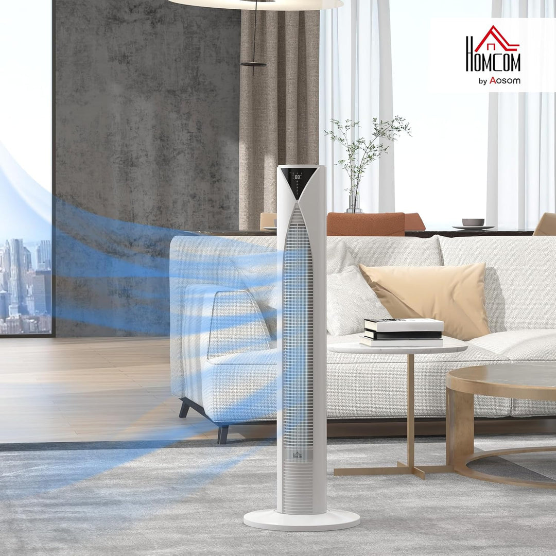 HOMCOM Turmventilator mit Fernbedienung 70° oszillierender 96 cm Standventilator mit LED Anzeige 4 M
