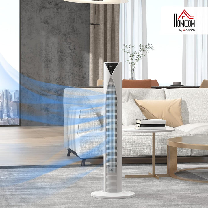 HOMCOM Turmventilator mit Fernbedienung 70° oszillierender 96 cm Standventilator mit LED Anzeige 4 M