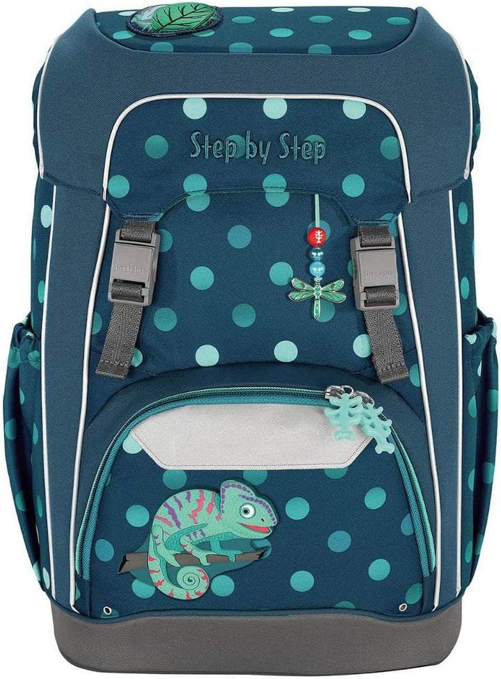 Step by Step Giant Schulranzen-Set Chameleon Joshy, 5-teilig, türkis, ergonomischer Tornister mit Re