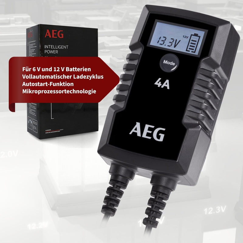 AEG Automotive 10616 Mikroprozessor-Ladegerät für Auto Batterie LD 4.0, 4 Ampere für 6/12 V, 7-HF La