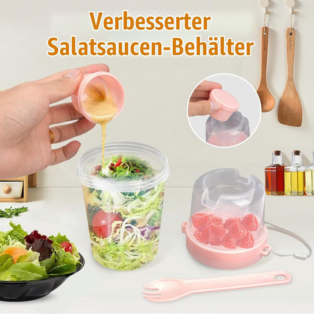 6 Stück Müslibecher to Go mit Löffel, 800ml Jogurtbecher für Unterwegs Overnight Oats Gläser, Bpa-Fr