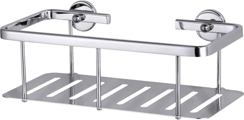 tesa ALUXX Duschablage, Aluminium, verchromt, garantiert rostfrei, inkl. Klebelösung, tiefer Boden,
