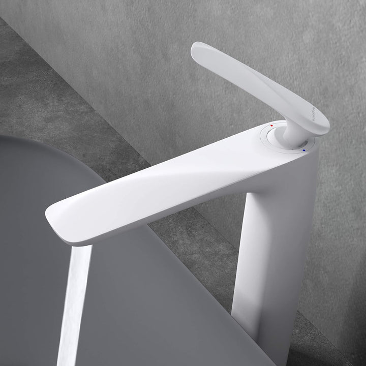 doporro Design Armatur Wasserhahn Bad Weiss | Waschtischarmatur für Waschbecken | Waschbeckenarmatur