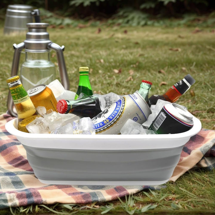 SAMMART Set of 2-9.2L (2.37Gallon) Collapsible Tub - Portable Outdoor Picnic Basket/Crater - Foldabl