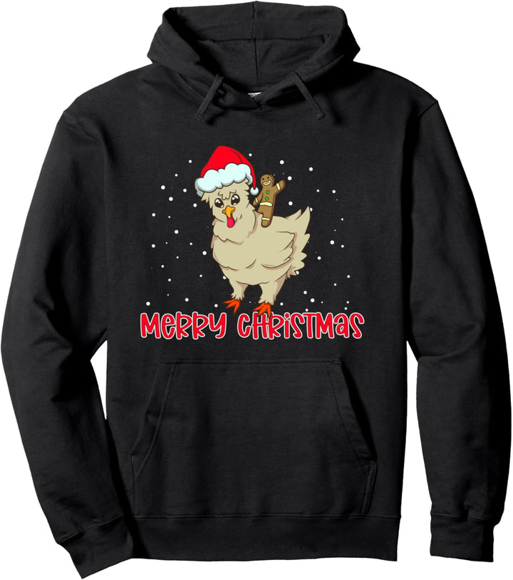 Lebkuchenmann reitet Huhn - Lustiges Weihnachts Pullover Hoodie