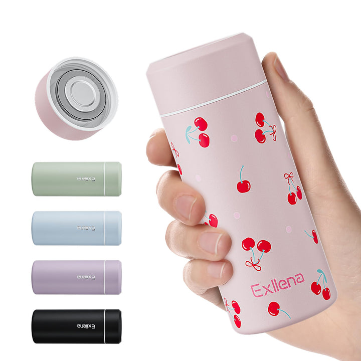 【Upgrade-Version】Exllena Mini Thermosflasche 250ml mit Edelstahl-Deckel, Trinkflasche Klein Doppelwa