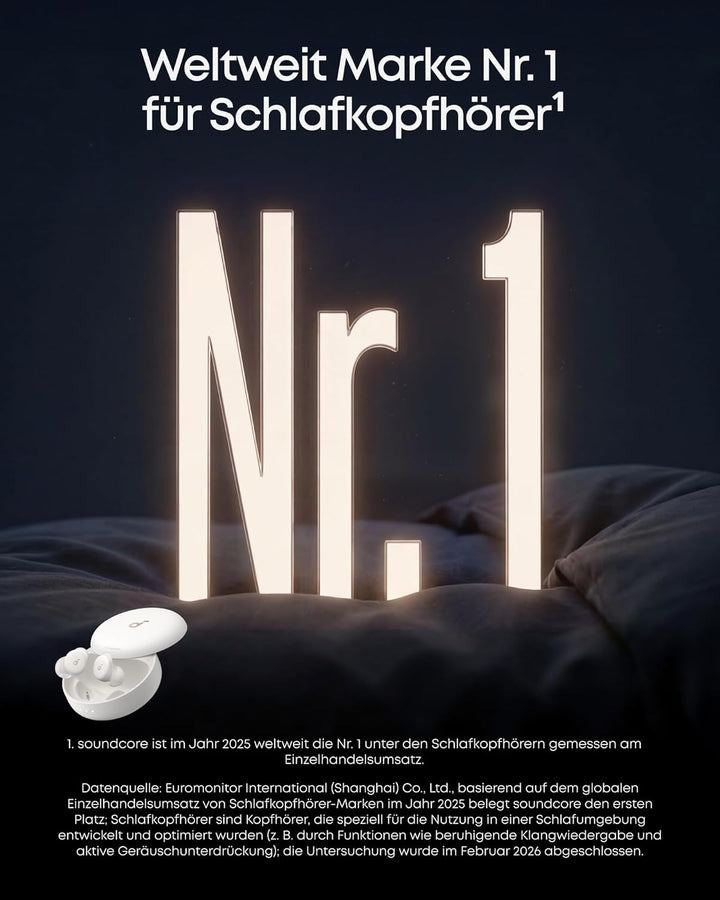 soundcore Sleep A30 von Anker, Schlafkopfhörer, Geräuschmaskierung, Bluetooth-Kopfhörer, adaptives S